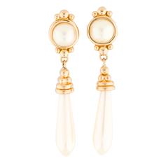 Christian Dior Vintage Gold Pearl Dangle Drop Earrings