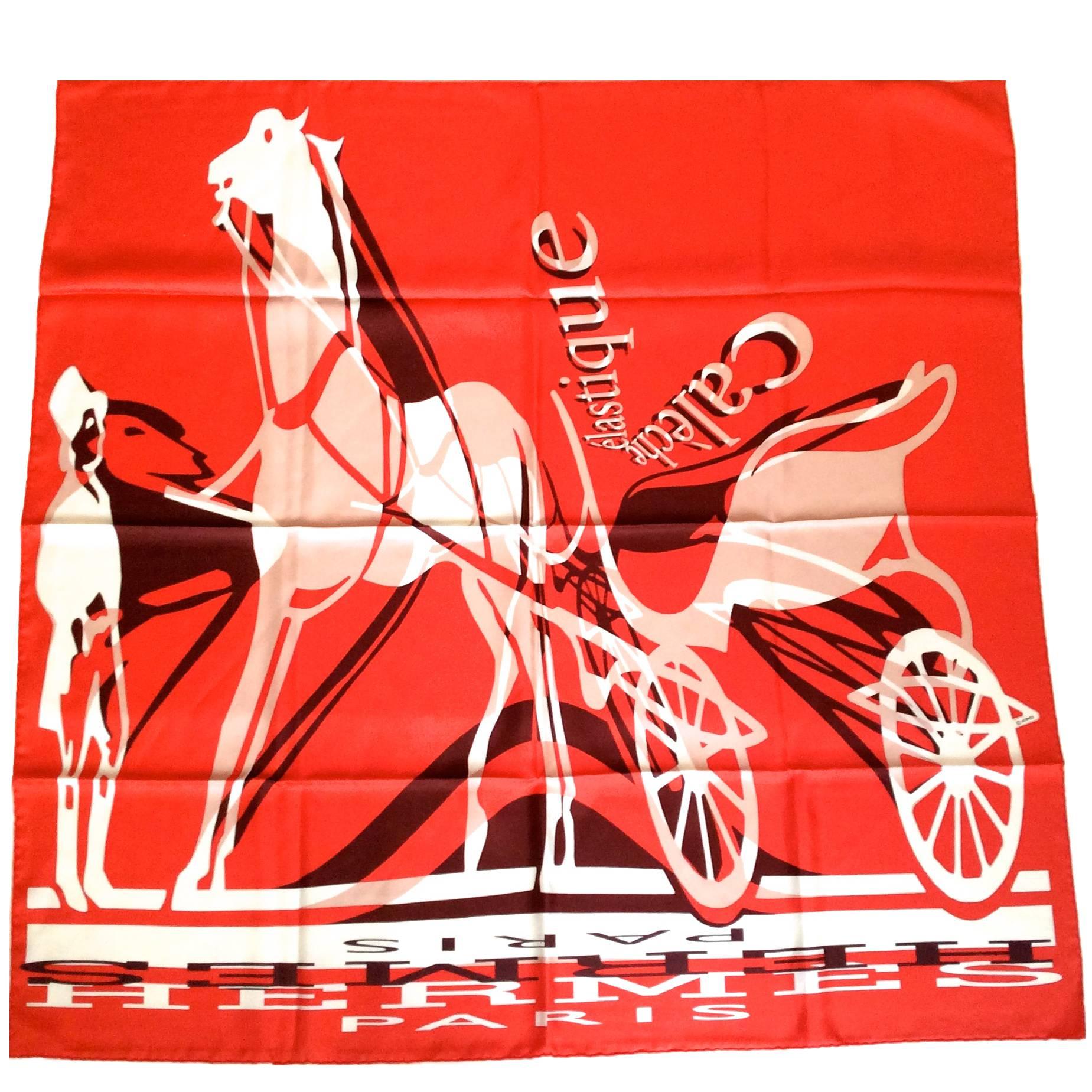 New Hermes Caleche Elastique Silk Scarf For Sale