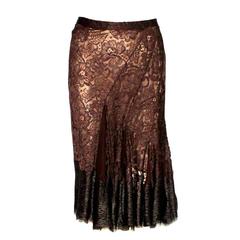 Dolce & Gabbana Box Pleated Lace Silk Skirt 2
