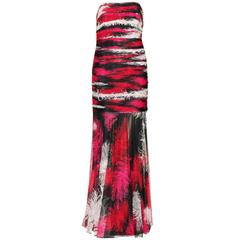 Amazing Gianni Versace Couture Feather Print Mesh Evening Gown Dress 6