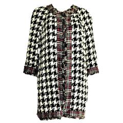 Wunderschöner wendbarer CHANEL Fantasy Fringe Tweed Houndstooth & Plaid Mantel