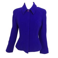 Thierry Mugler purple boucle fitted jacket 36