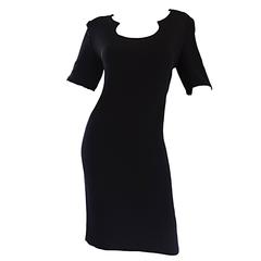 Vintage Bill Blass Size 12 Scoop Neck Perfect Little Black Jersey Dress LBD 9