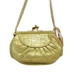 Judith Lieber Gold Coated Suede Shoulder Bag