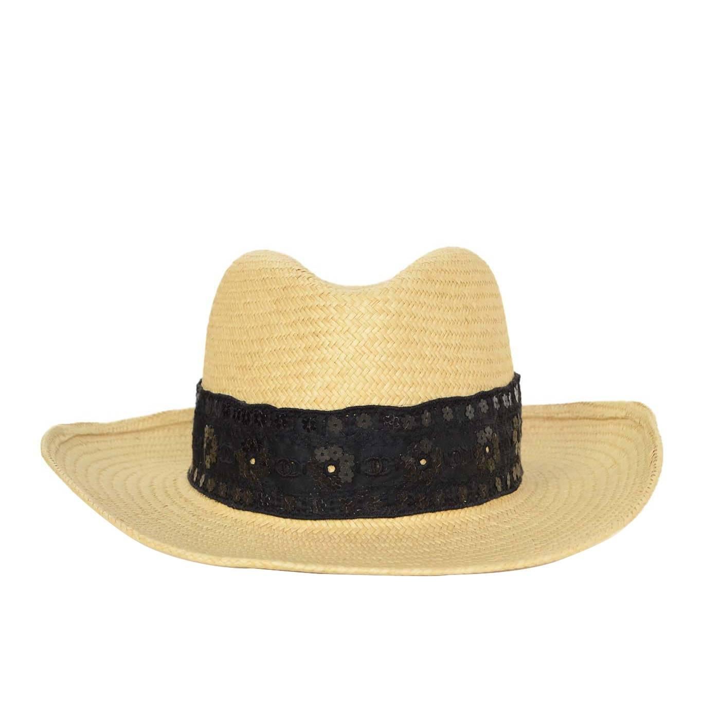 Chanel Natural Straw Panama Hat sz 57