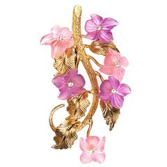 1970s Christian Dior Gold Plated Floral Spray Brooch by Henkel & Grosse 3