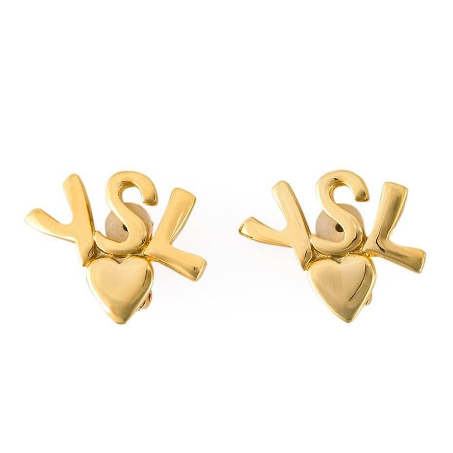 Yves Saint Laurent Logo Heart Earrings