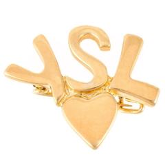 Yves Saint Laurent Logo Heart Brooch