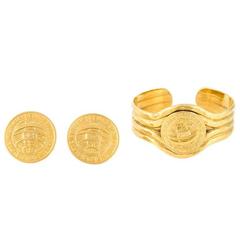 Celine Vintage Medallion Earring and Cuff Set 10