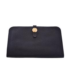Hermes Dogon wallet pre-loved black with gold Classic JaneFinds