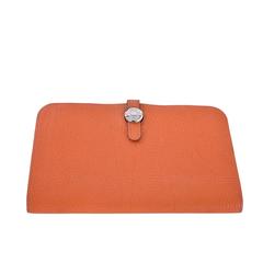 Hermes Dogon wallet pre-loved orange with palladium JaneFinds
