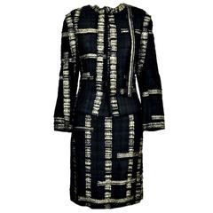 Amazing CHANEL Skirt Suit with Golden Thread Fringed Trimming 3