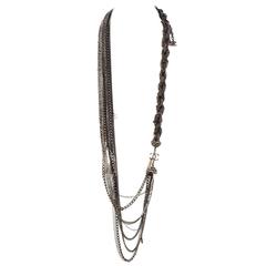 Chanel Gunmetal & Black Multi-Strand Chain Link Necklace