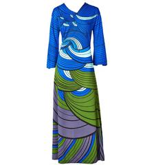 Roberta di Camerino Graphic Print Jersey Maxi Dress