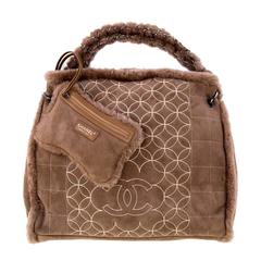 Chanel Jumbo Shopping /Weekend Bag in Taupe Shearling & Palladiium Hardware