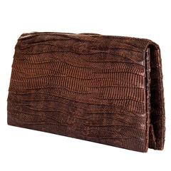 Yves Saint Laurent Bi-colour Lizard 'Wave' Pleated Clutch Bag