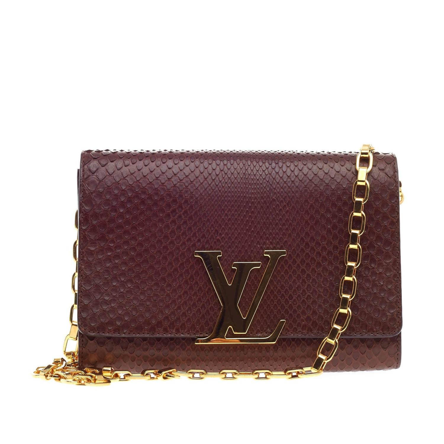 Louis Vuitton Chain Louise Clutch Python GM at 1stdibs