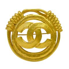 1994 Gold Plated  Chanel Wrapped Edge Pin
