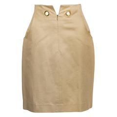 Vintage 1990's Hermes Beige Skirt with Gold Grommets