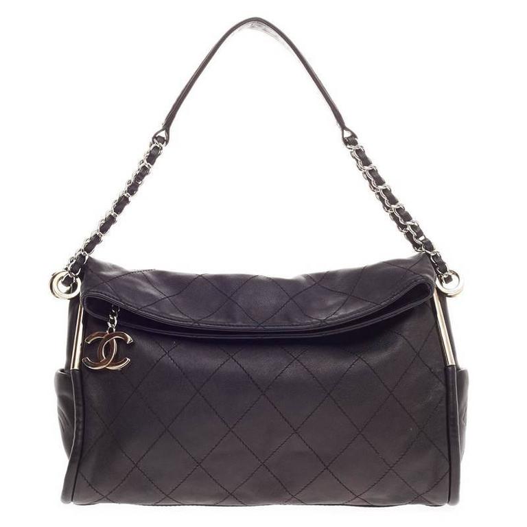 chanel black leather tote bag large