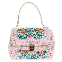 Dolce & Gabbana Miss Bonita Satchel Embellished Woven Straw Medium