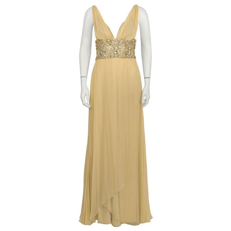 2009 Ranhi Rahm Yellow Embellished Gown For Sale at 1stdibs