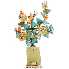 Iradj Moini Large Coral and Turquoise Tree Brooch