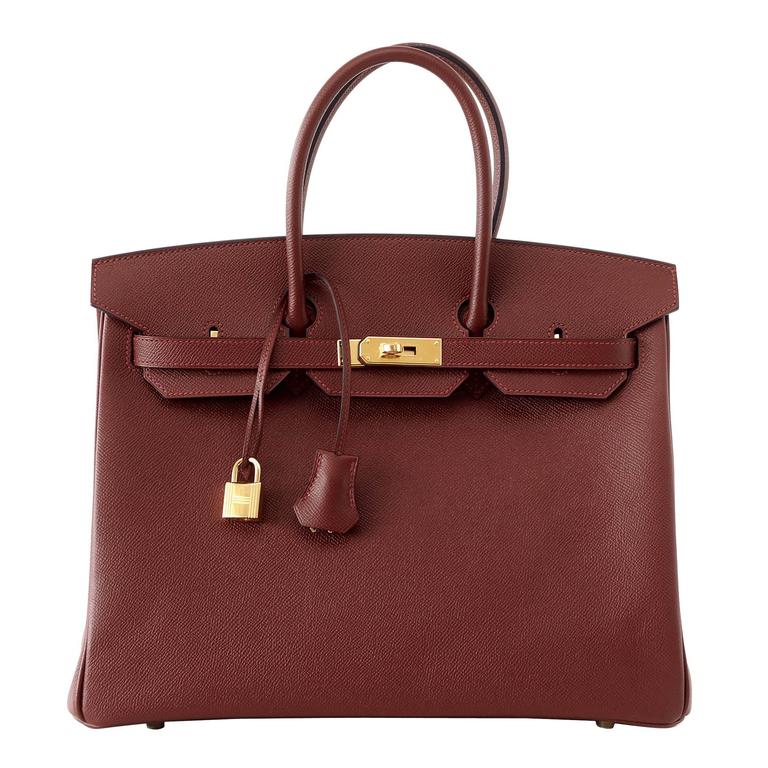 Hermes Birkin 35 Bag Contour Rouge H Navy Edging Gold Hardware Limited Edition For Sale at 1stdibs