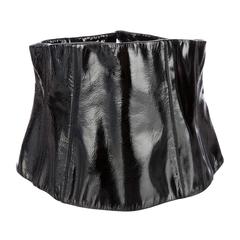 Chanel Black Patent Leather Corset Waist Belt