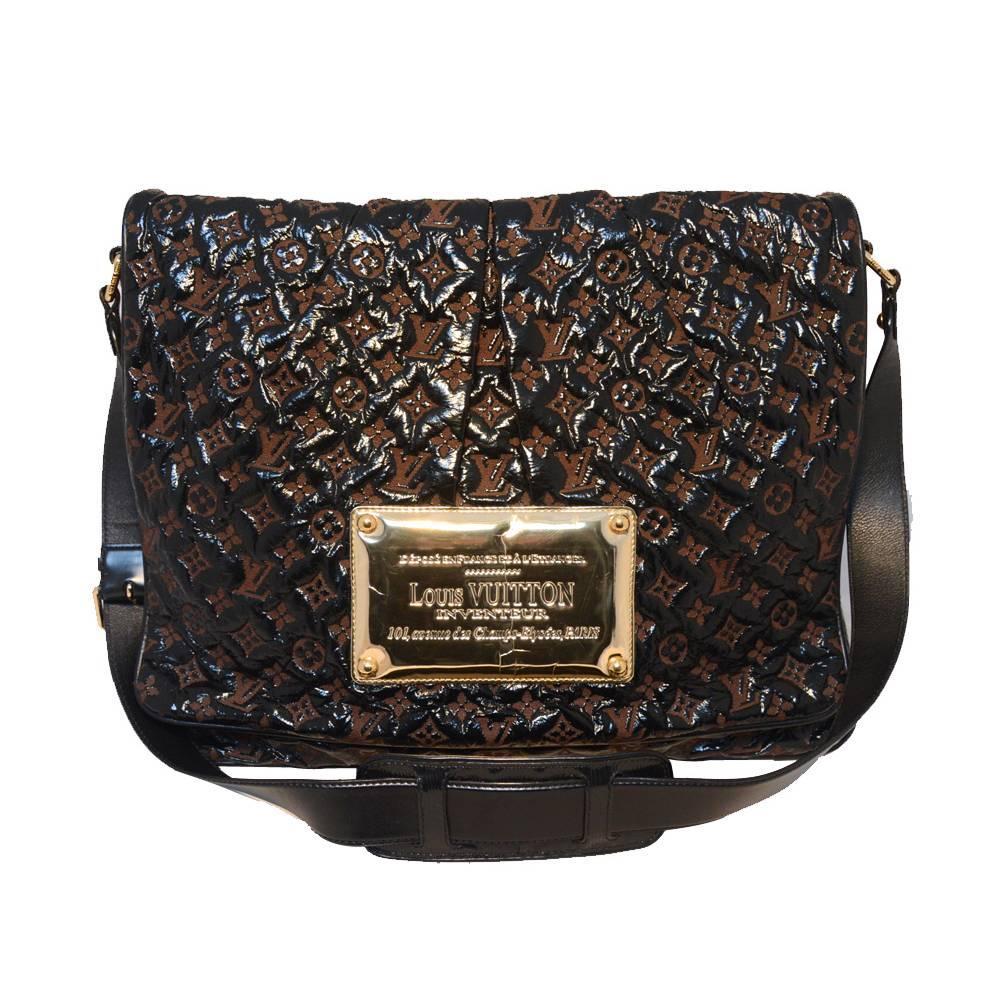 Louis Vuitton Patent Leather Embossed Logo XL Messenger BagRARE For