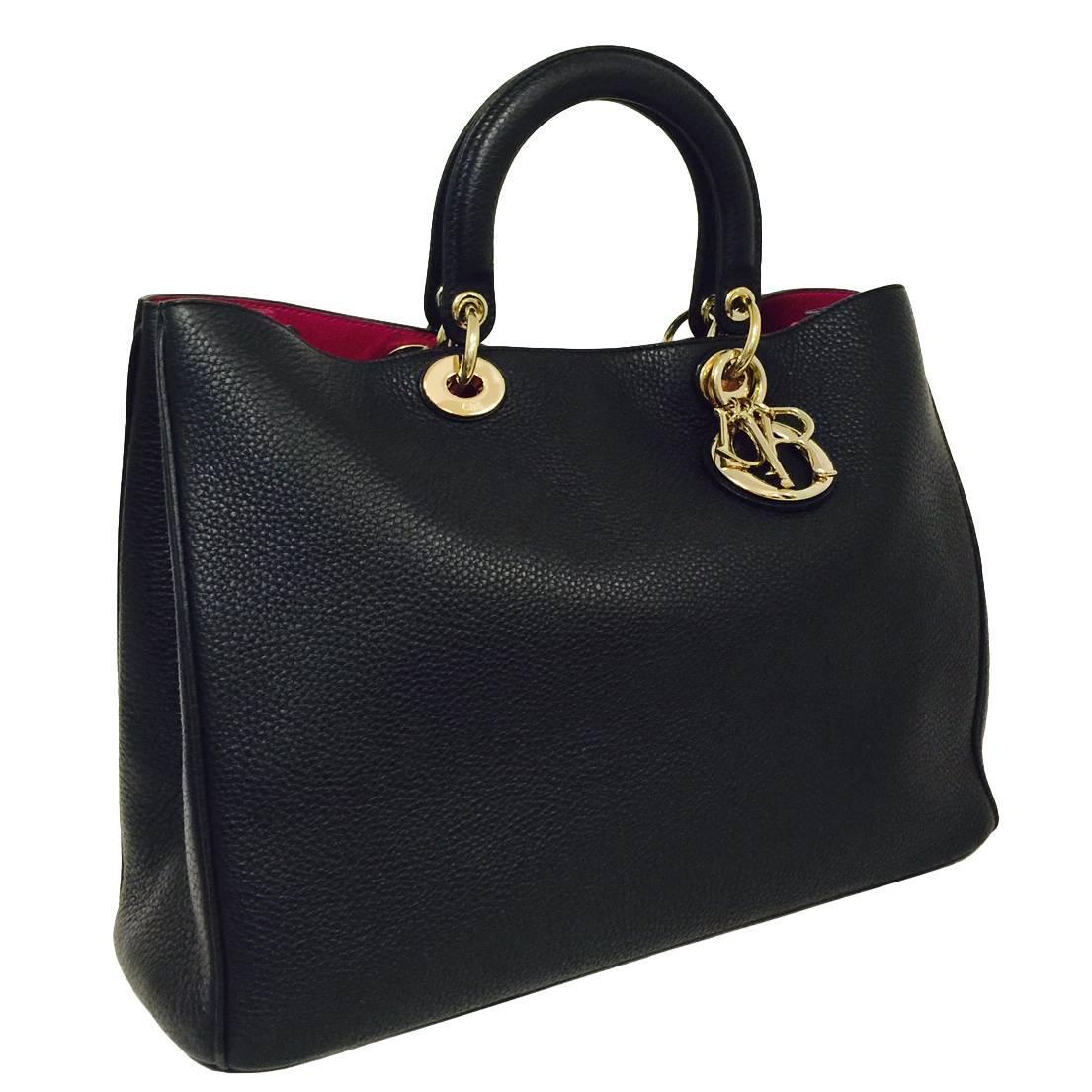 Christian Dior Large Lady Dior Diorissimo Tote in Black Bullcalf ...