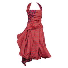 Comme Des Garcons Red Tartan Party Dress 