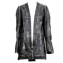 Margiela Black Distressed Leather Tunic 