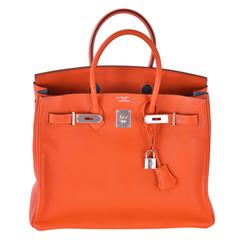 Hermes Birkin Bag 35cm Chevre HSS Fire Feu Orange with Blue Lin JaneFinds 3