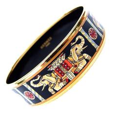 Hermes Enamel Printed Bracelet Elephants Torana GHW GM 70