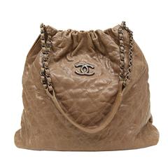 Chanel Light Brown Taupe Caviar Leather Large Hobo Shopper