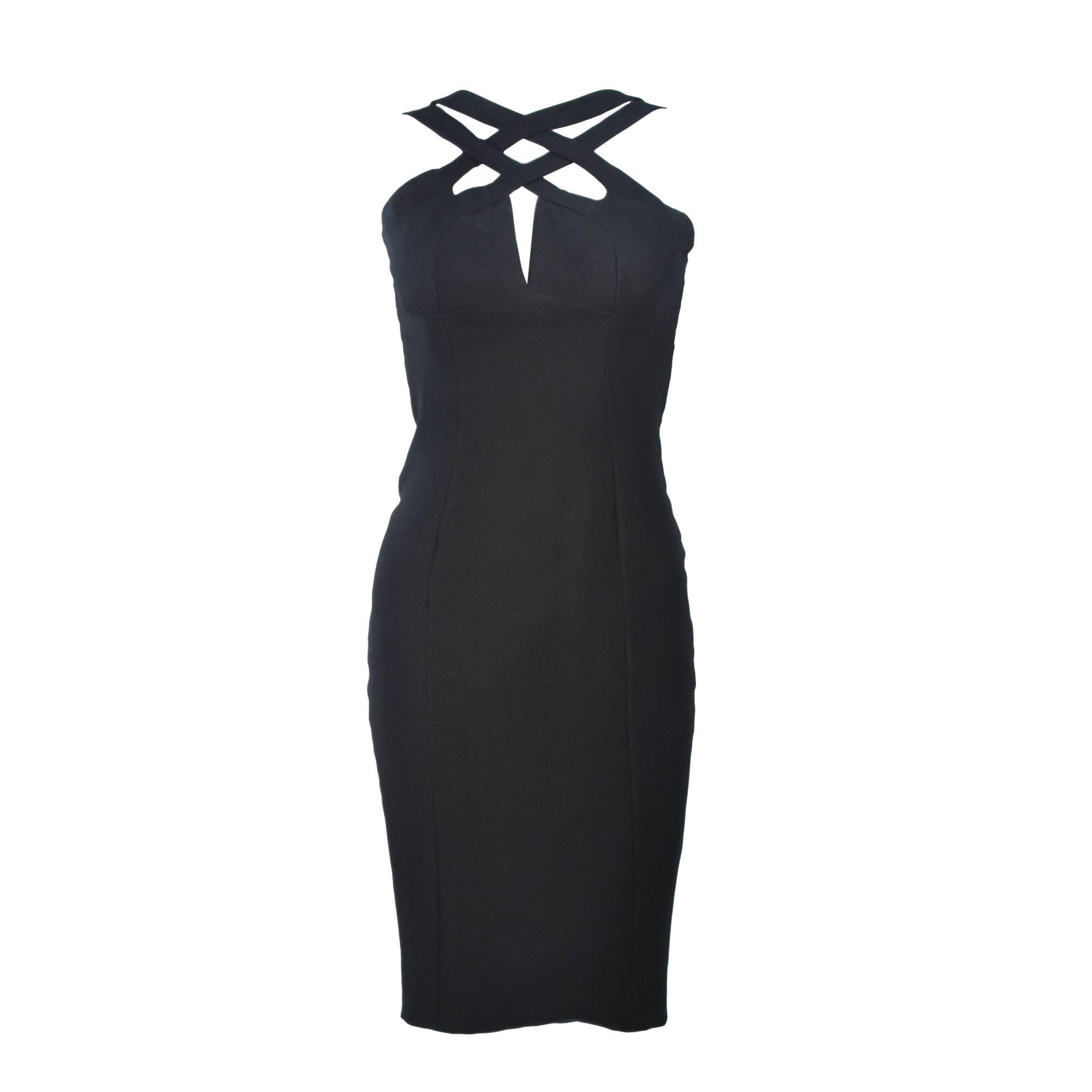 ELIZABETH MASON COUTURE Silk Criss Cross Cocktail Dress Made to Measure For Sale