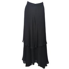 YOHJI YAMAMOTO Black Layered Silk Chiffon Skirt Size 3