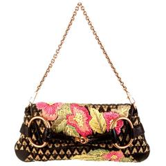Rare Gucci by Tom Ford Embroidered Raffia Horsebit Clutch