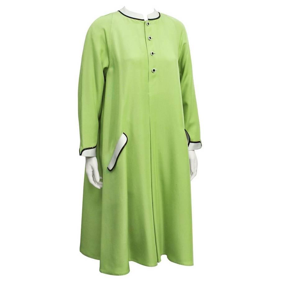 1960's Geoffrey Beene Green Swing Dress