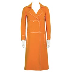 Retro 1960's Courreges Orange Mod Coat with Vinyl Trim