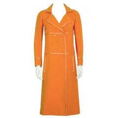 1960's Courreges Orange Mod Coat with Vinyl Trim