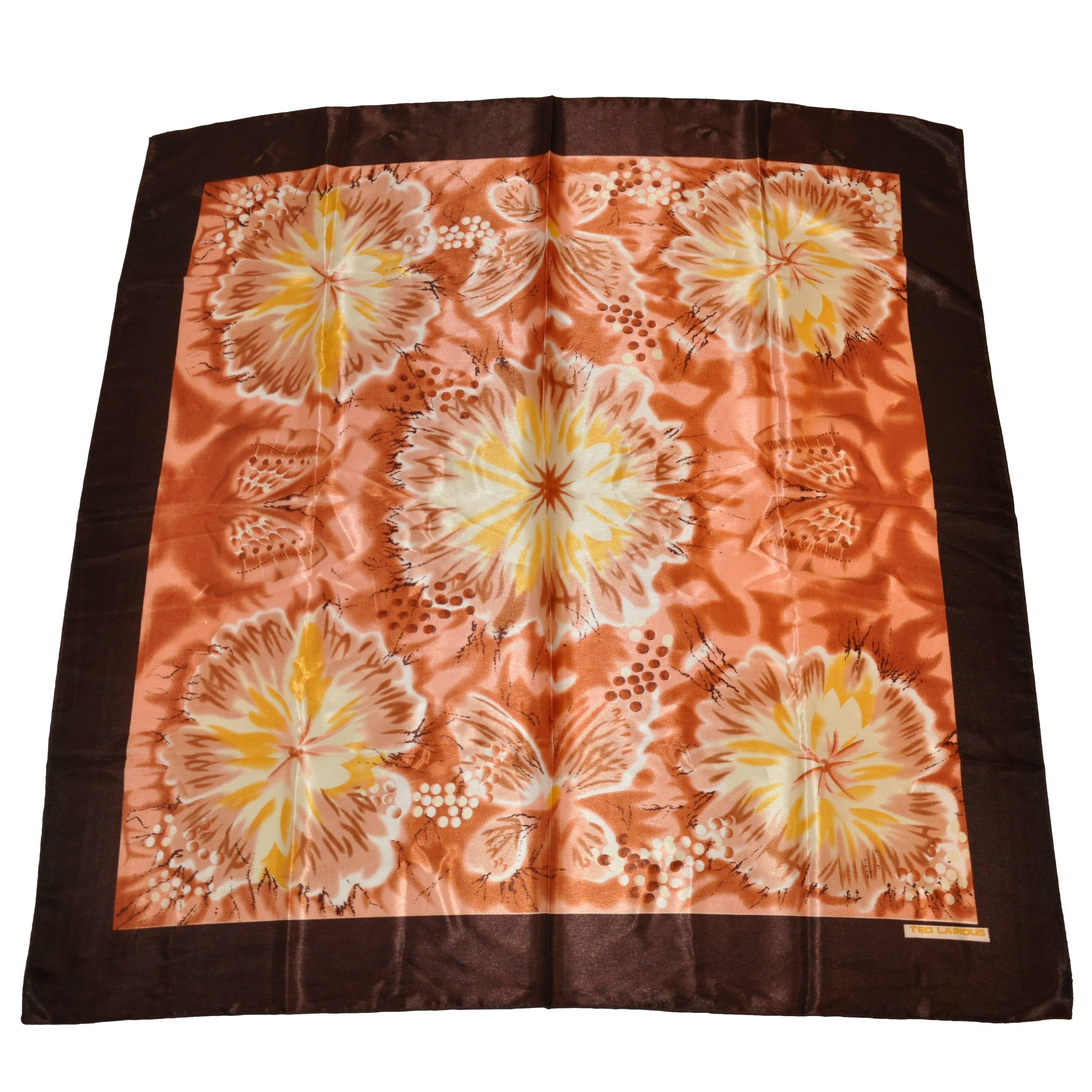 Ted Lapidus Large Multi-Color Silk Floral Scarf For Sale