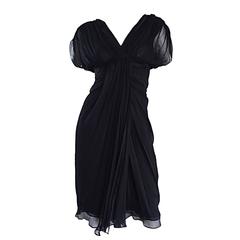 Diane Von Furstenberg Black Silk Chiffon Grecian Dress w/ Open Back Size 0 11