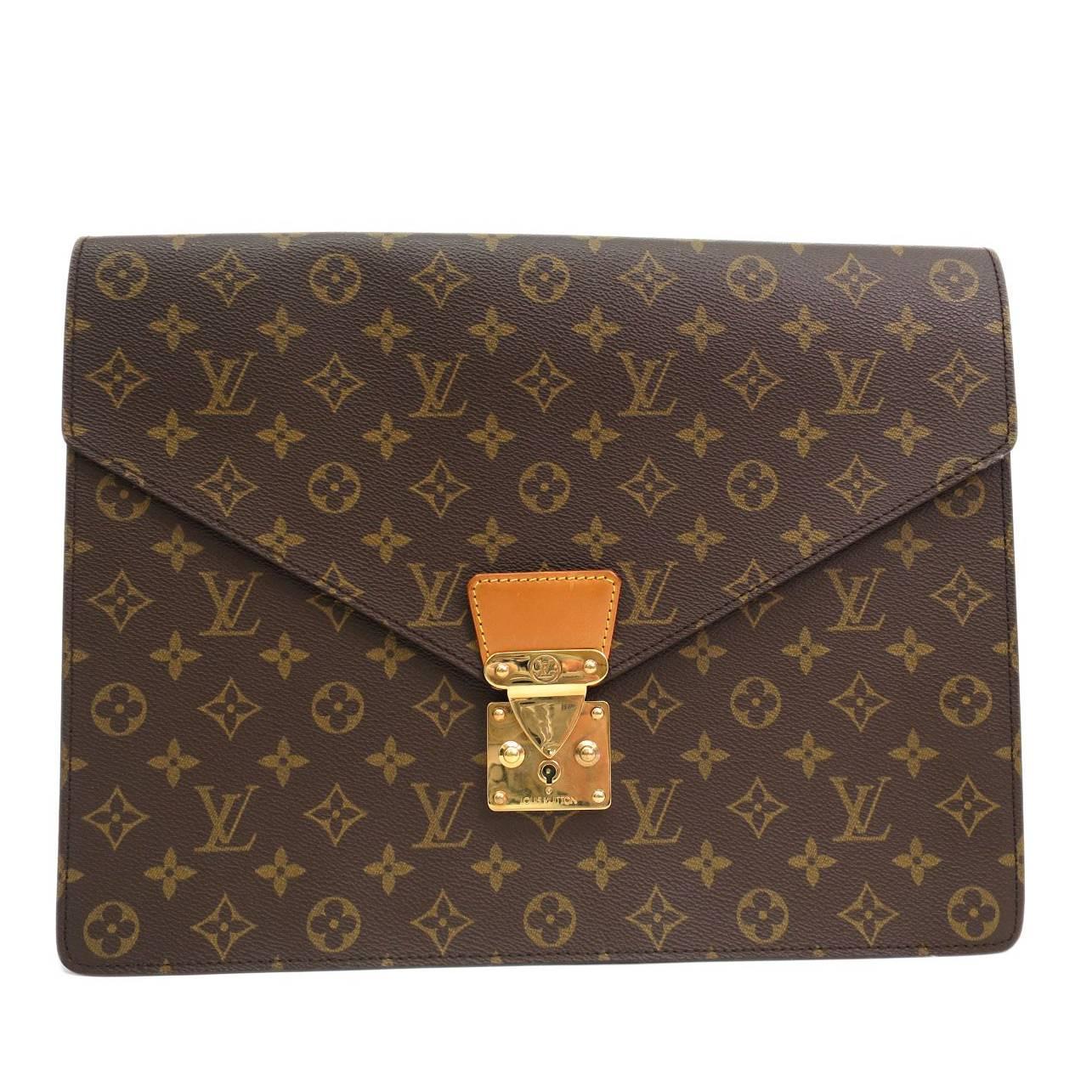 Louis Vuitton Monogram Canvas Briefcase Laptop Case Document Case Tech Accessory