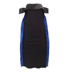 Rare Issey Miyake black and blue strapless  knit dress