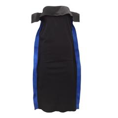 Rare Issey Miyake black and blue strapless knit dress