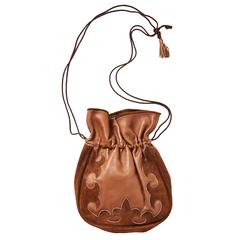 Yves Saint Laurent Suede and Leather Drawstring Bag