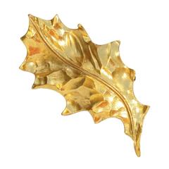 Yves Saint Laurent YSL Pin Brooch Pendant Vintage Carved Leaf