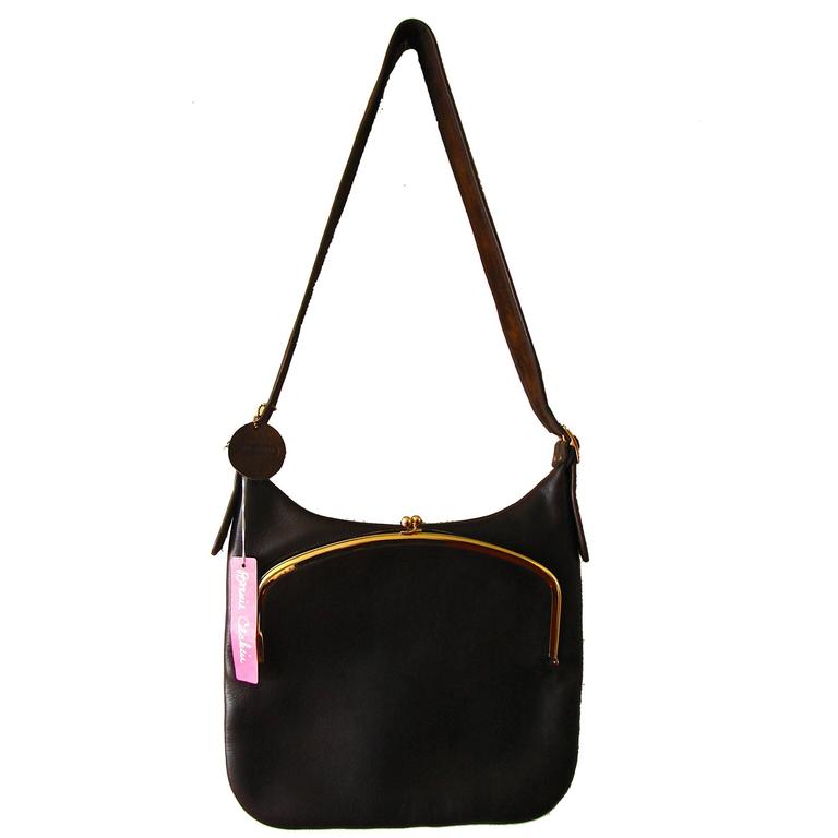 Bonnie Cashin Coach Leather Wide Mouth Bag with Rare Baseball Tag